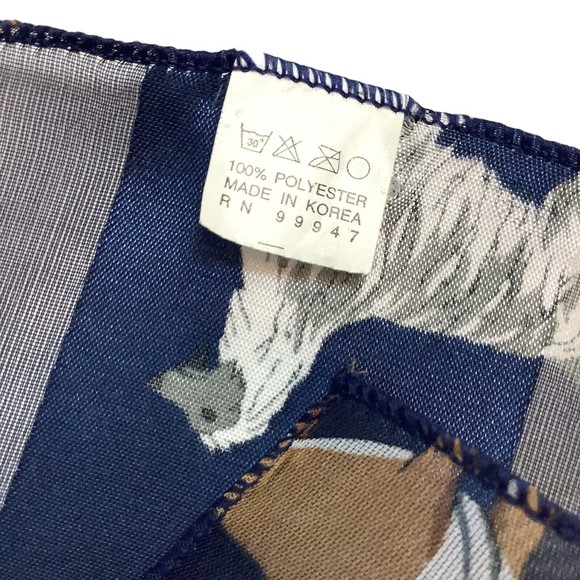 Dog Lover Scarf Blue Many Breeds Made in Korea 100% Polyester 13.5 x 56" Chiffon - Picture 4 of 5